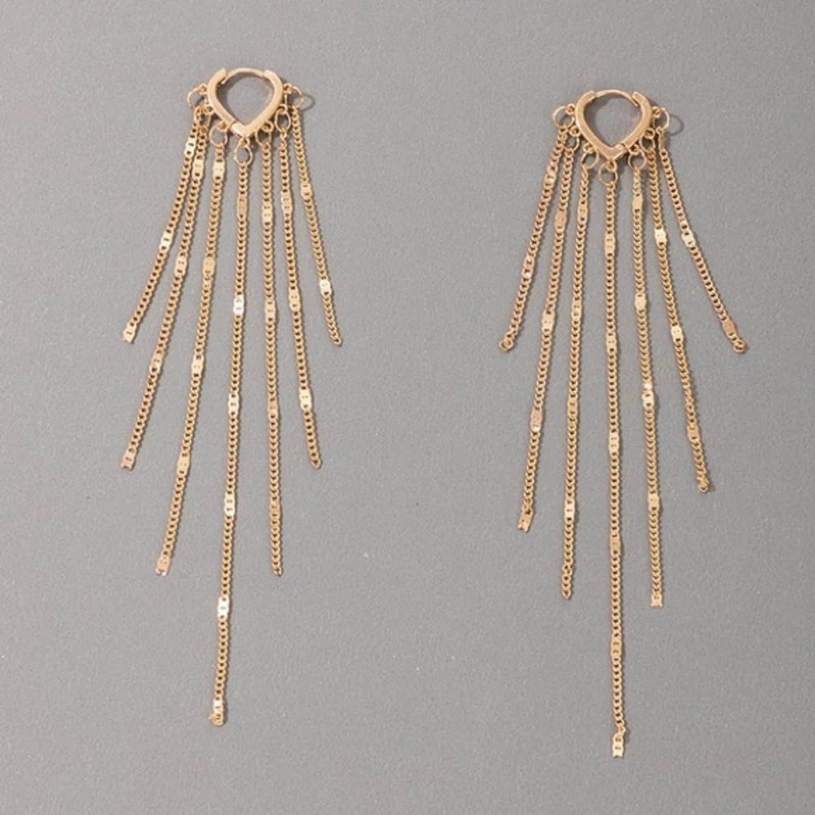 Elegant Gold Various Length Chain Dangle Earrings